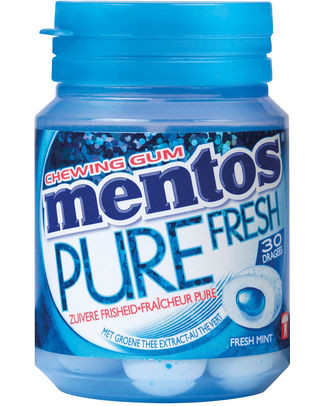 MENTOS GUM PURE FRESHMINT BOTTLE (30st) (6doosjes)