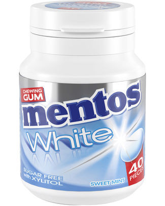 MENTOS GUM WHITE SWEET MINT BOTTLE 40P (6doosjes)