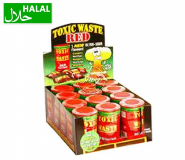 Toxic waste red sour candy drum 42g (HALAL) 12st