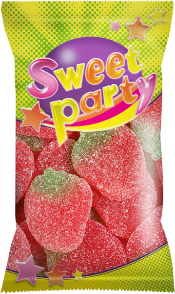 SWEET PARTY AARDBEI SUIKER ZAKJE 100GR (16stuks)