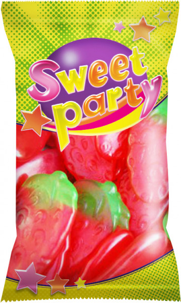 SWEET PARTY BIG AARDBEI ZAKJE 85GR (16stuks)